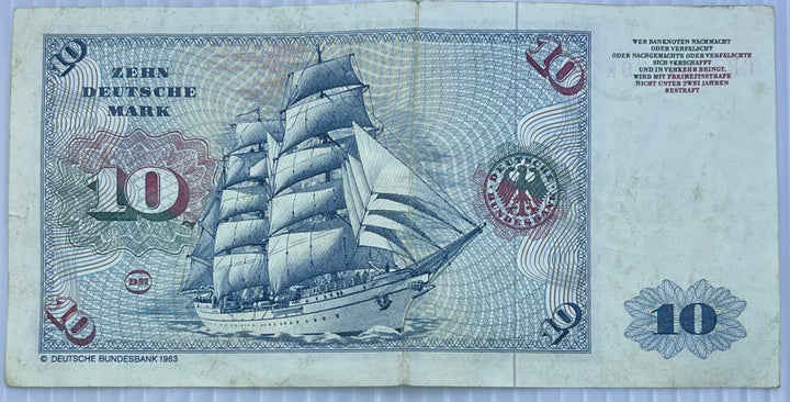1980 Germany 10 Marks P-31 Used World Banknote - Cool Coins & Notes