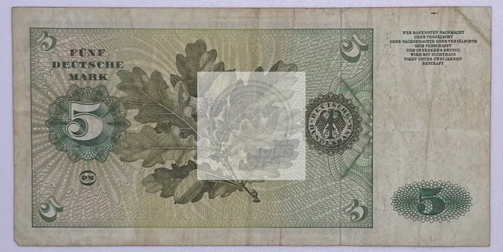 1980 Germany 5 Mark P-30 Banknote, Used - Cool Coins & Notes