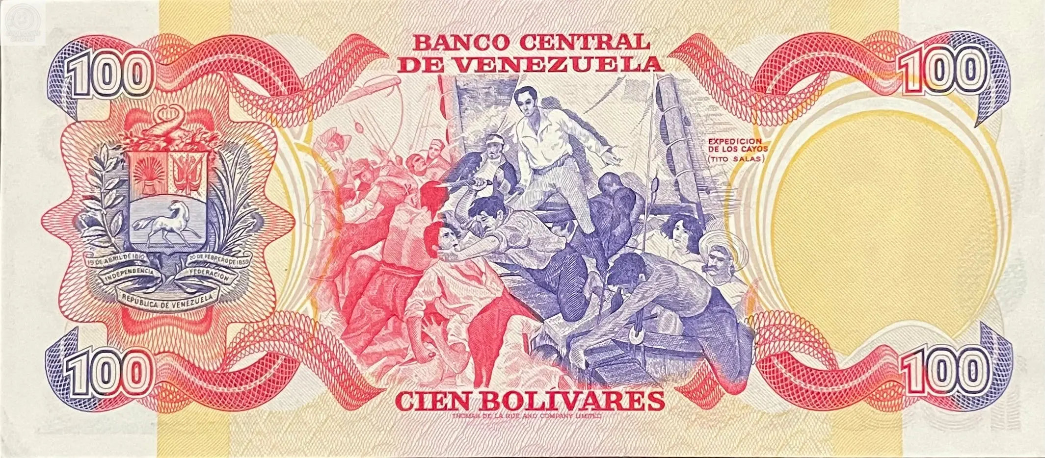 1980 Venezuela 100 Bolivares P-59 Commemorative UNC Banknote Cool Coins & Notes