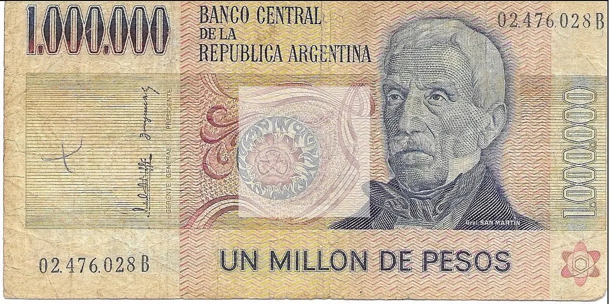 1980’s Argentina  1,000,000 Pesos P-310 Banknote - Cool Coins & Notes