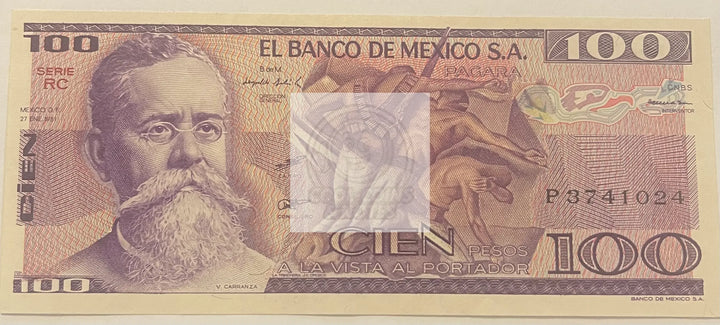 1981 Mexico 100 Pesos P-74a.RD, UNC World Banknote - Cool Coins & Notes
