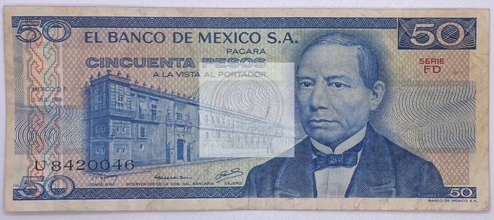 1981 Mexico 50 Pesos P-73 Banknote - Cool Coins & Notes