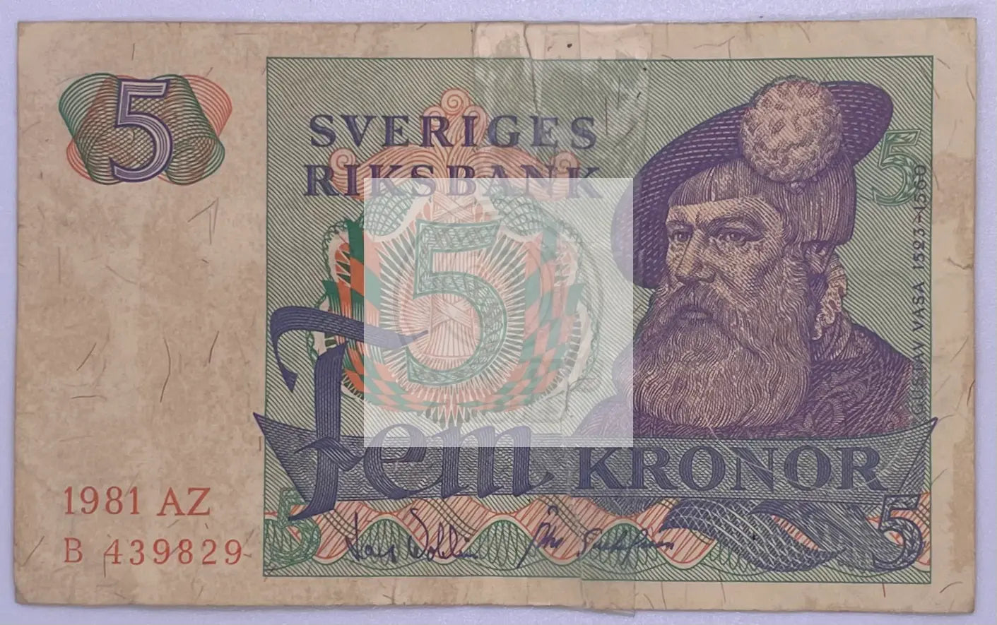 1981 Sweden 5 Kroner P51 Used World Banknote Currency - Cool Coins & Notes
