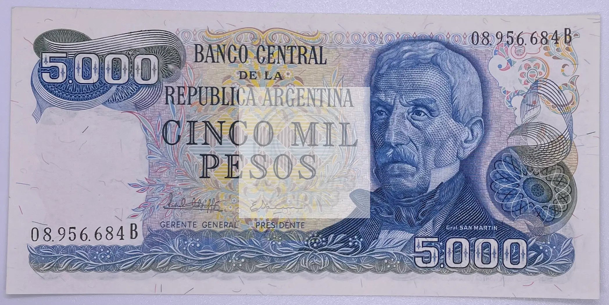 1982 Argentina 5000 Pesos P-305b Banknote UNC - Cool Coins & Notes