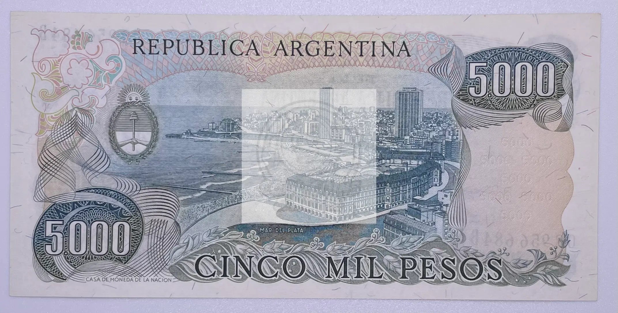 1982 Argentina 5000 Pesos P-305b Banknote UNC - Cool Coins & Notes