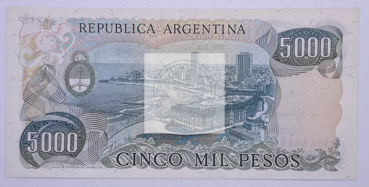 1982 Argentina 5000 Pesos P-305b Banknote UNC - Cool Coins & Notes