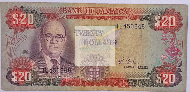 1983 Jamaica $20 Dollars P-68c Banknote - Cool Coins & Notes