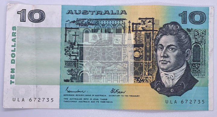 1985 Australia 10 Dollars P-45e Banknote - Cool Coins & Notes
