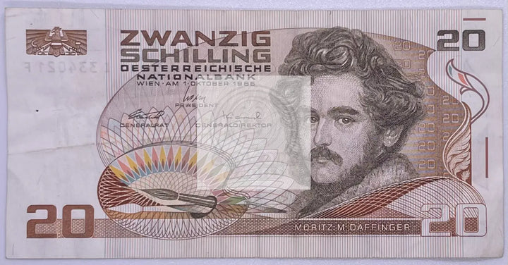 1985 Austria 20 Schilling P-148 Banknote - Cool Coins & Notes