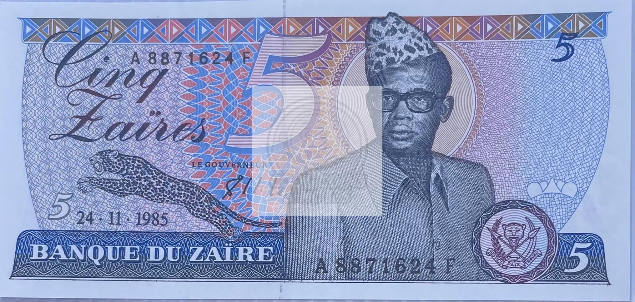 1985 Zaire 5 Zaire’s UNC World Banknote Cool Coins & Notes 