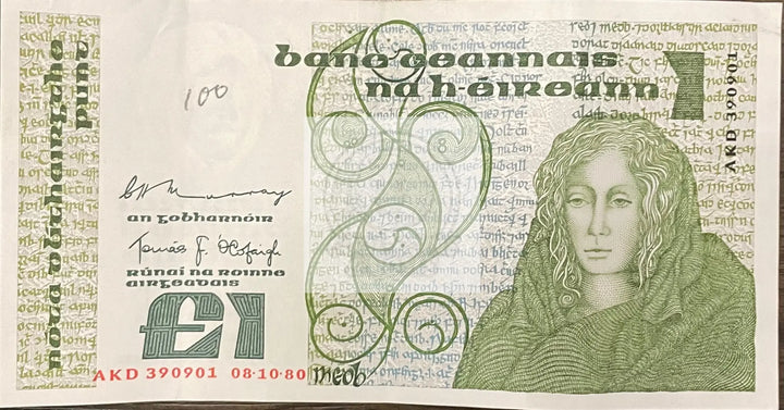 1986 Ireland 1 Pound P-70 Used World Banknote From Lot - Cool Coins & Notes