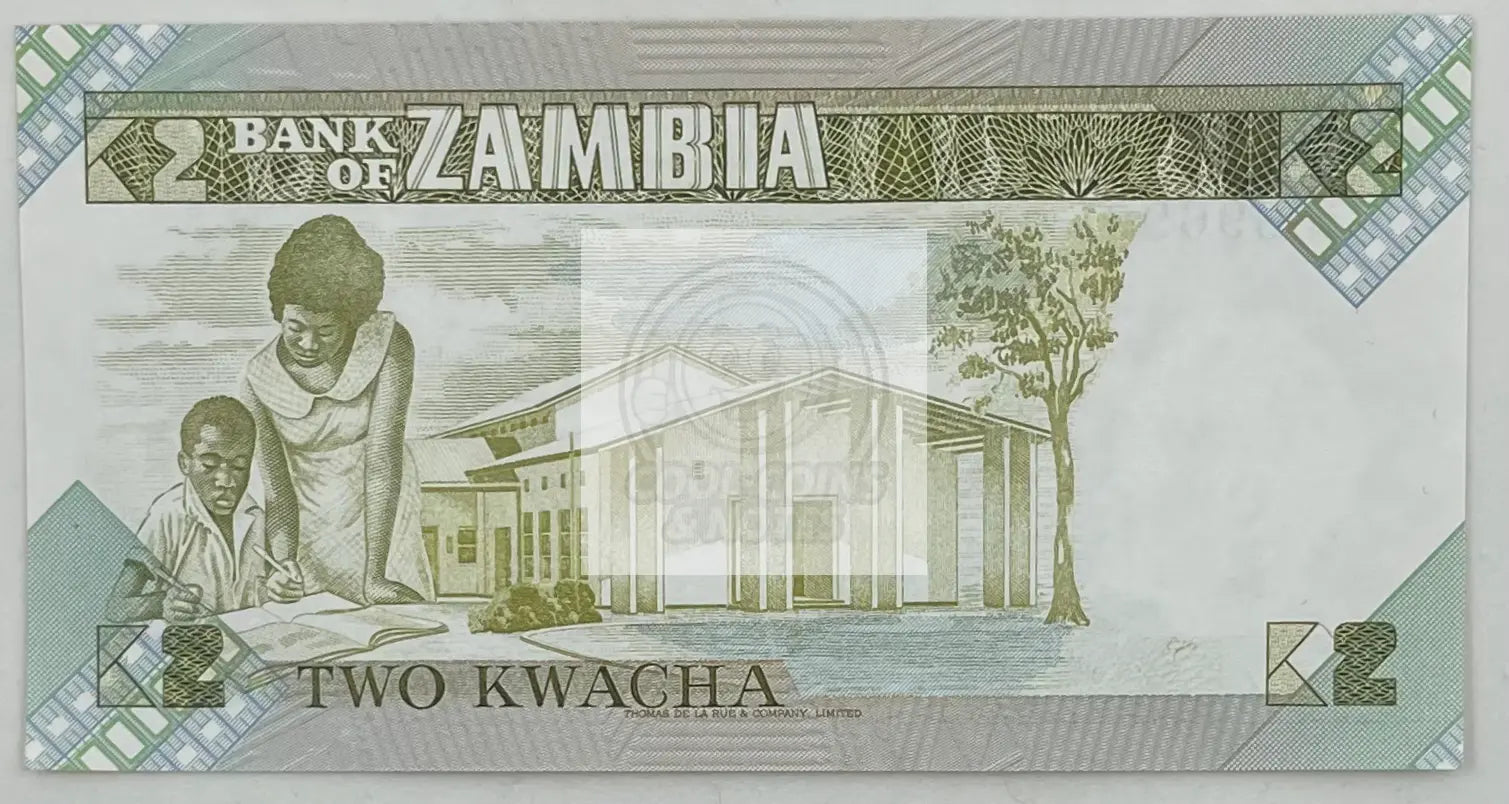 1986 (ND) Zambia 2 Kwacha P-24c.1 UNC Banknote - Cool Coins & Notes