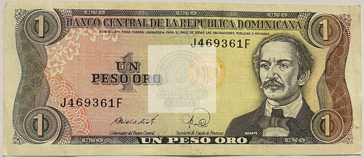 1988 Dominican Republic 1 Peso Oro P126c P126 Used World Banknote - Cool Coins & Notes