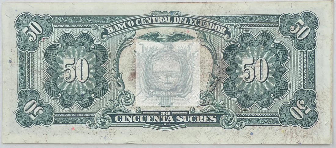 1988 Ecuador 50 Sucres  P-122 Used World Banknote - Cool Coins & Notes