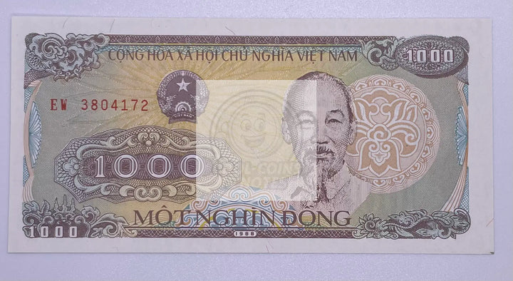1988 Vietnam 1000 Dong P-106a UNC Banknote - Cool Coins & Notes