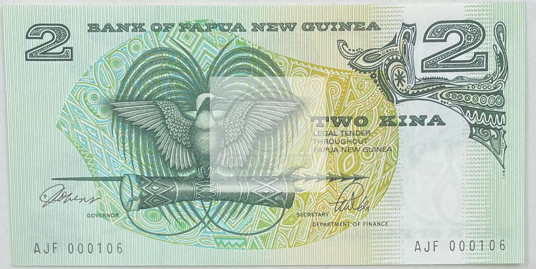 1989-1991 Papua New Guinea 2 Kina UNC banknote P-5c