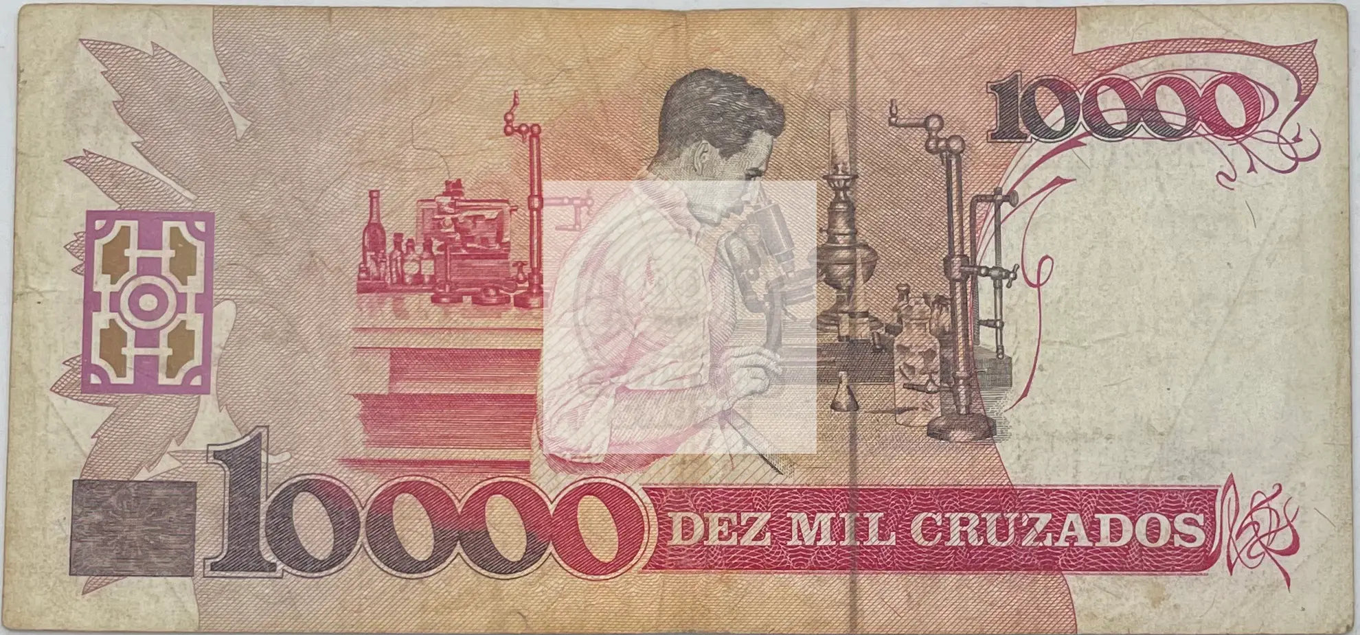 1989 Brazil 10 on 10,000 Cruzados P-218 Used World Banknote - Cool Coins & Notes