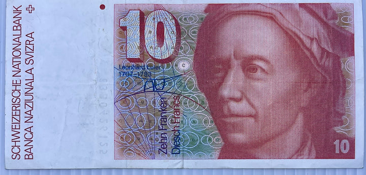1990 Switzerland  10 Franken  P-53 Used World Banknote - Cool Coins & Notes