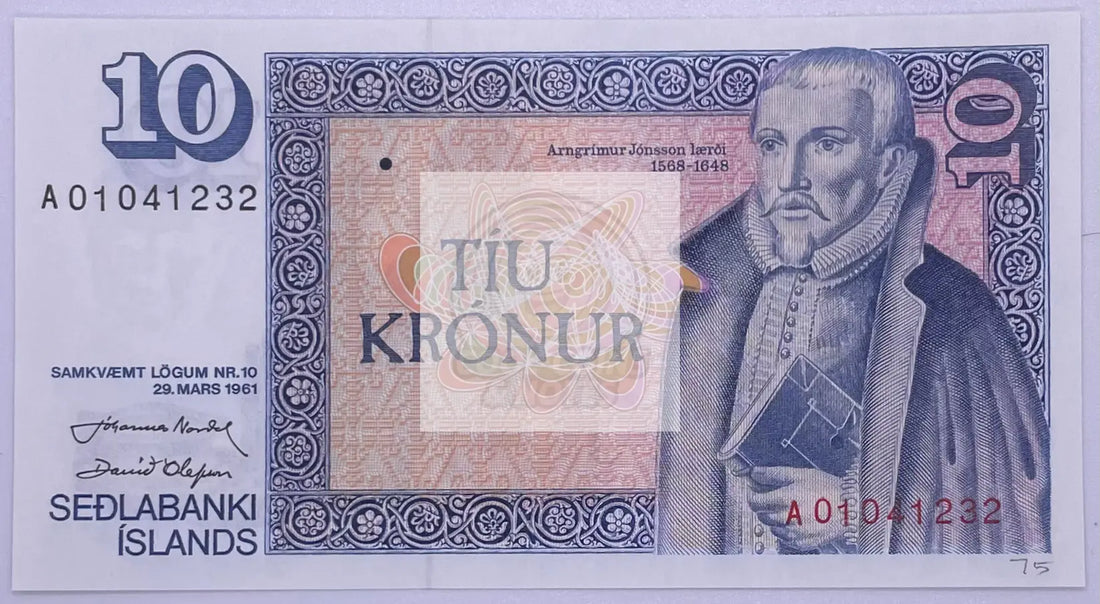 1991 Iceland 10 Kronur P-48a UNC Banknote - Cool Coins & Notes
