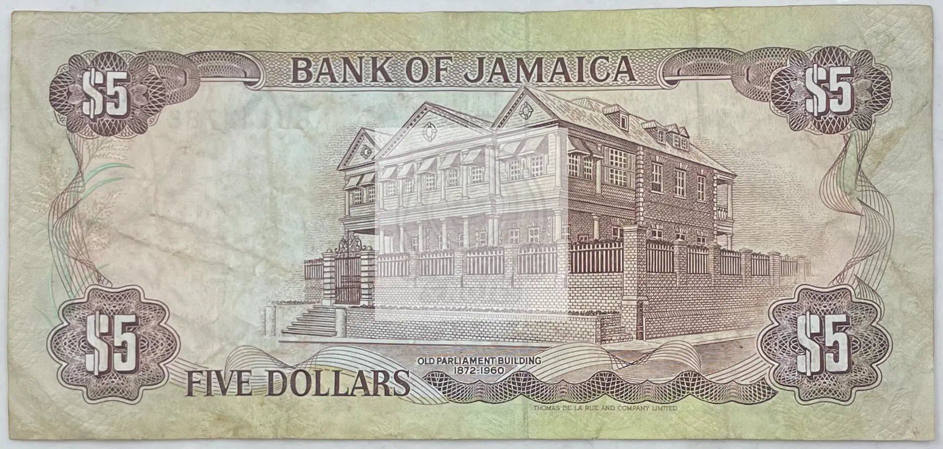 1991 Jamaica $5 Dollars P-70d Used World Banknote - Cool Coins & Notes