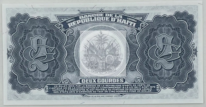 1992 Haiti 2 Gourdes P-260 UNC Banknote - Cool Coins & Notes