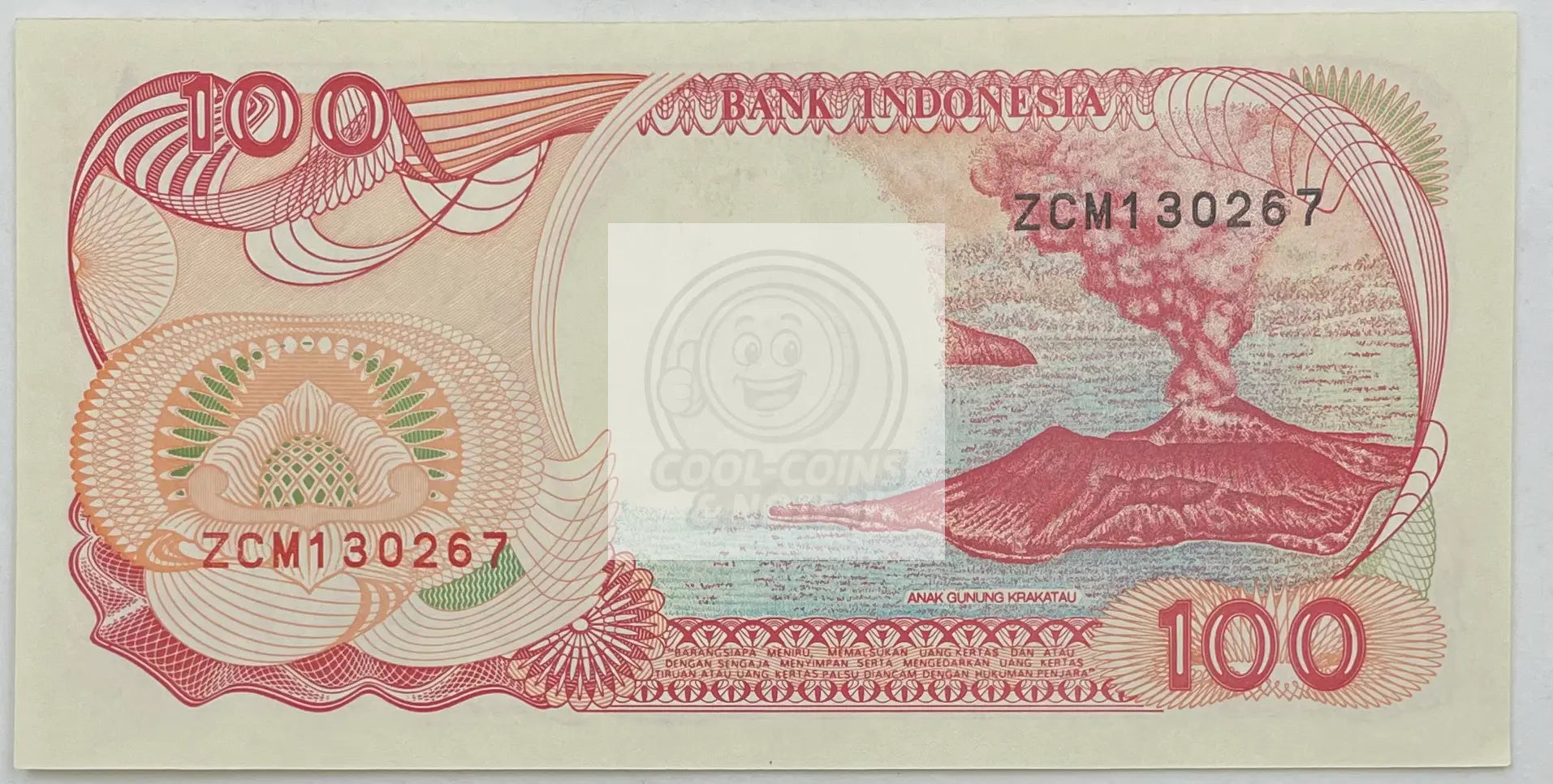 1992 Indonesia 100 Rupiah  P-127 UNC Volcano World Banknote - Cool Coins & Notes