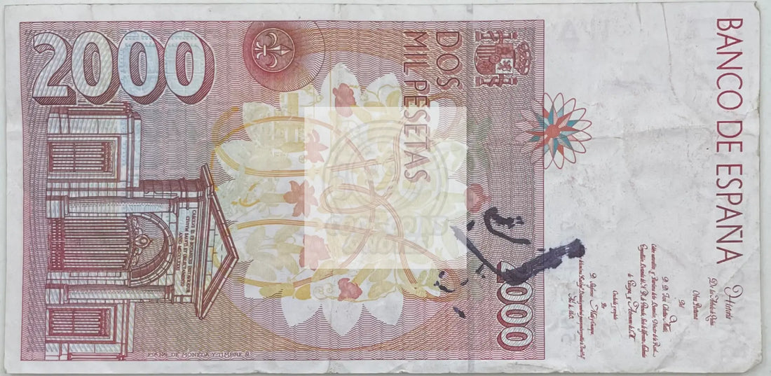 1992 Spain 2,000 Pesetas P-164r Circulated World Banknote - Cool Coins & Notes