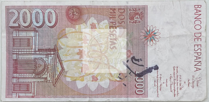 1992 Spain 2,000 Pesetas P-164r Circulated World Banknote - Cool Coins & Notes