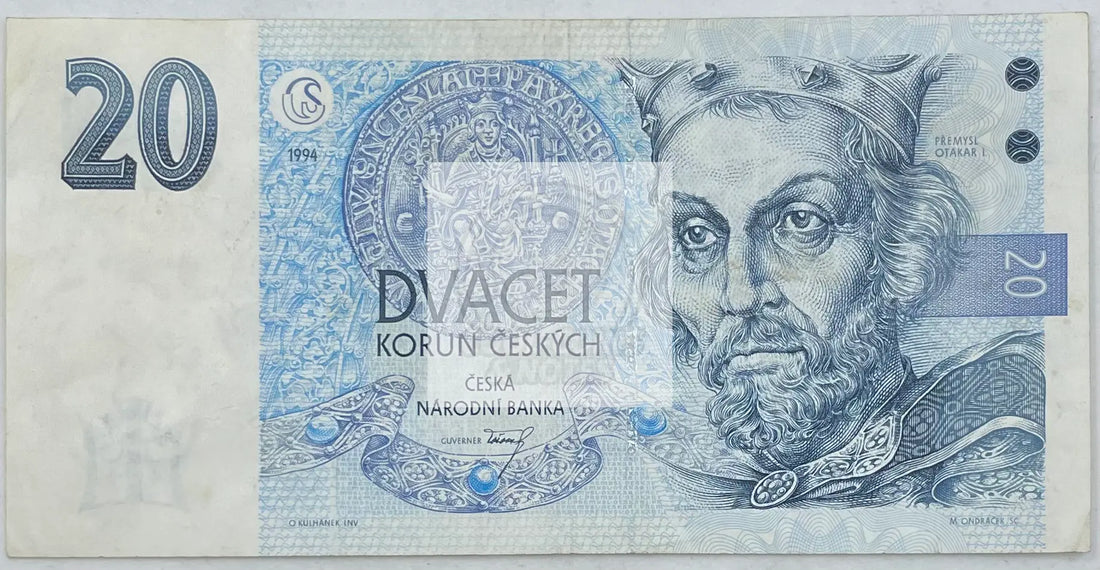 1994 Czechoslovakia 20 Korun P-10 Used World Banknote - Cool Coins & Notes