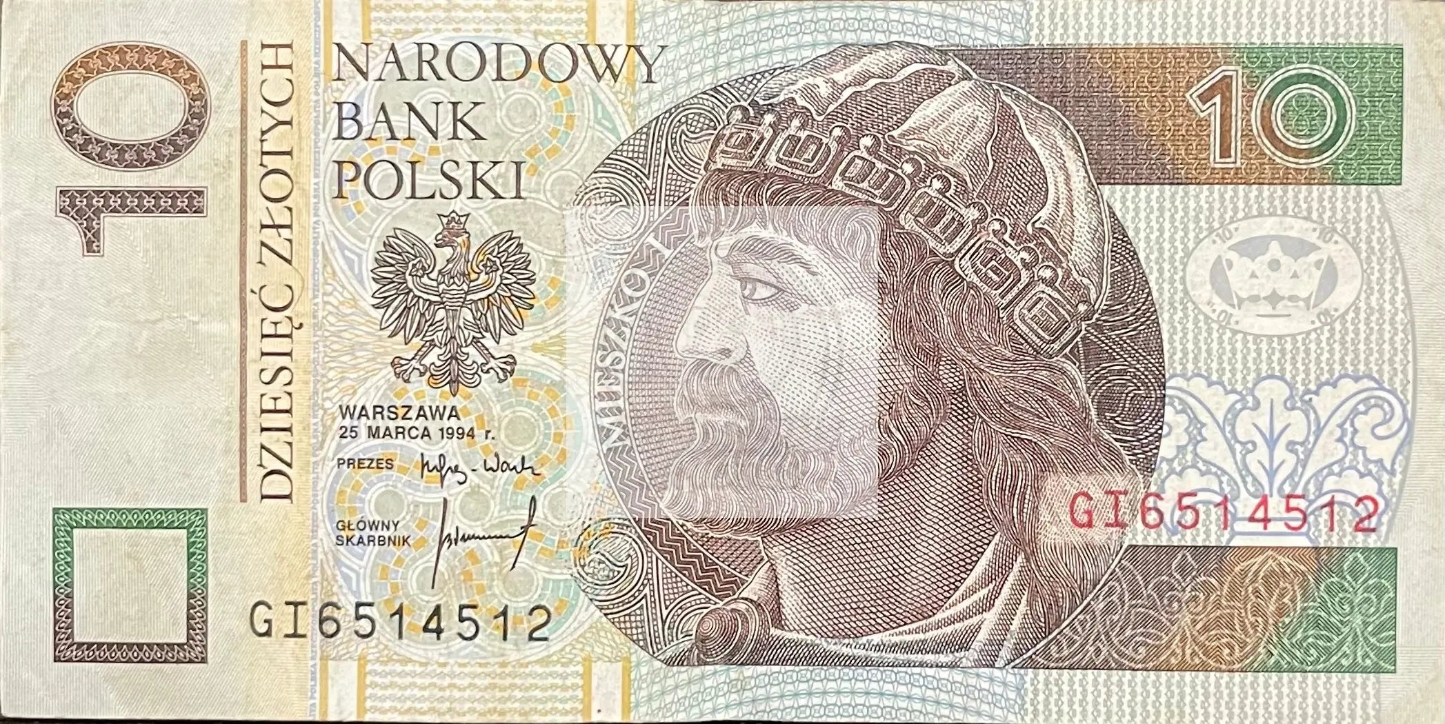 1994 Poland 10 Zlotych P-173 Circulated Banknote Cool Coins & Notes 