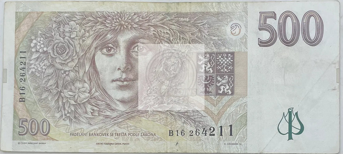 1995 Czechoslovakia 500 Korun P-14 Used World Banknote - Cool Coins & Notes