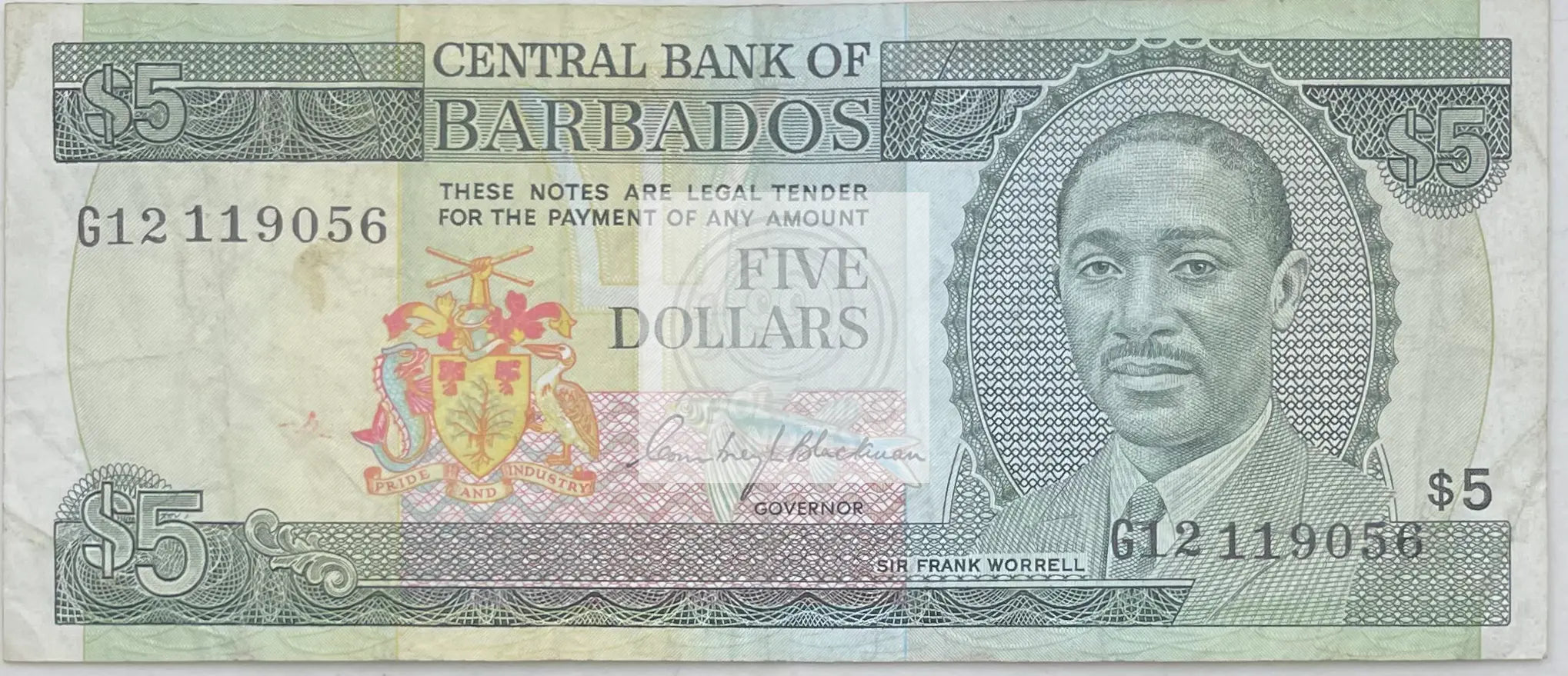 1996 (ND) Barbados $5 Dollars P-47 Circulated World Banknote - Cool Coins & Notes