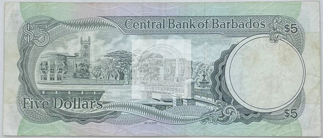 1996 (ND) Barbados $5 Dollars P-47 Circulated World Banknote - Cool Coins & Notes
