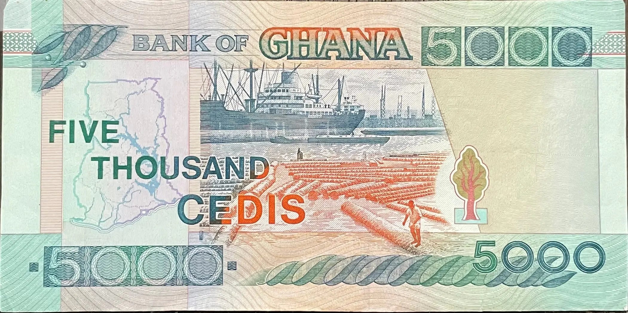 1998 Ghana 5,000 Cedis P-34 circulated Banknote Cool Coins & Notes