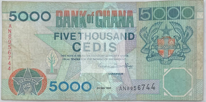 1998 Ghana 5,000 Cedis P-34c Used World Banknote - Cool Coins & Notes