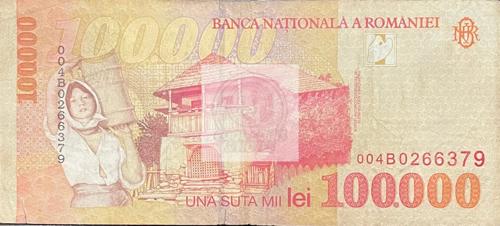 1998 Romania 100,000 Lei P-110 Circulated World Banknote Cool Coins & Notes 