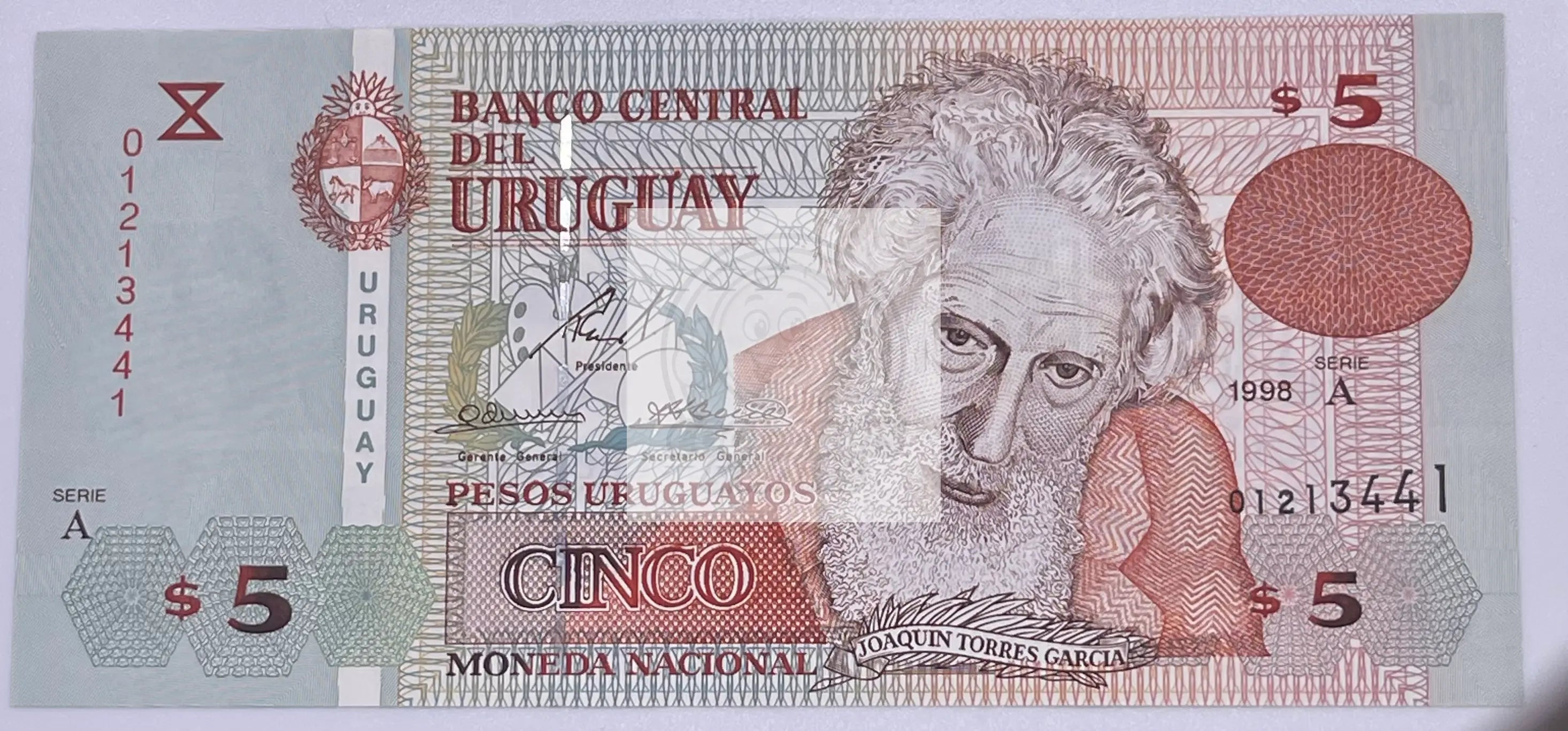 1998 Uruguay 5 Pesos PICK# 80a, UNC Banknote - Cool Coins & Notes