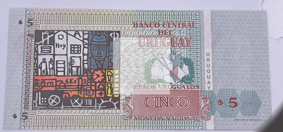 1998 Uruguay 5 Pesos PICK# 80a, UNC Banknote - Cool Coins & Notes