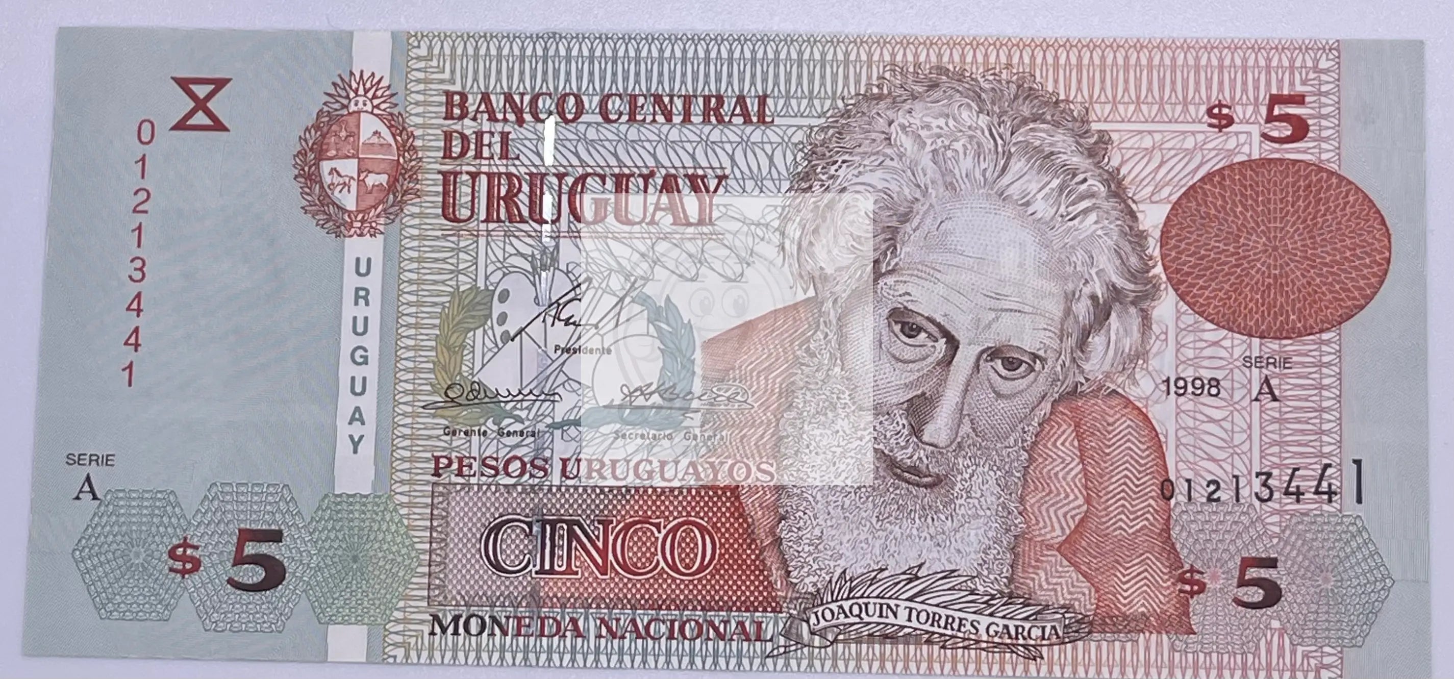 1998 Uruguay 5 Pesos PICK# 80a, UNC Banknote - Cool Coins & Notes