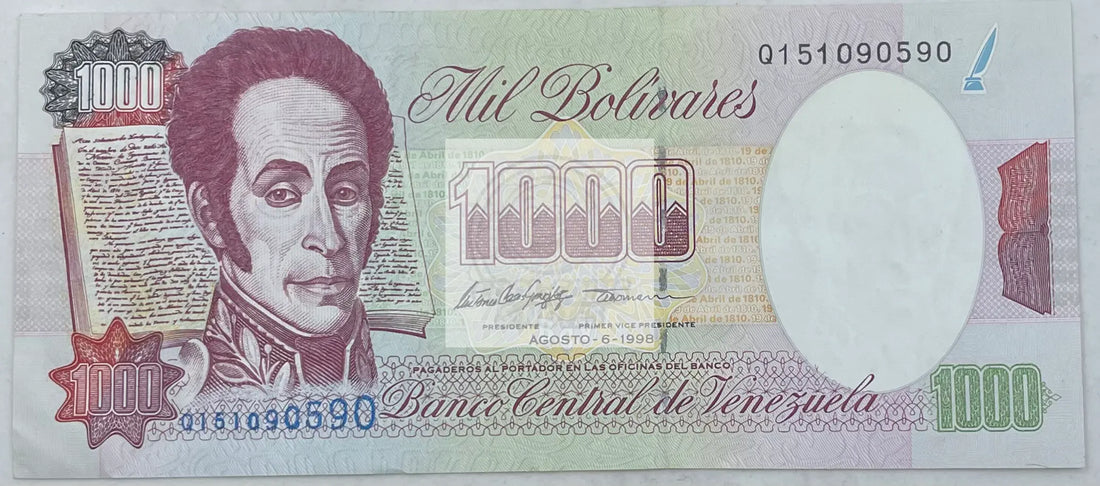 1998 Venezuela 1,000 Bolivares P-76c UNC World Banknote - Cool Coins & Notes