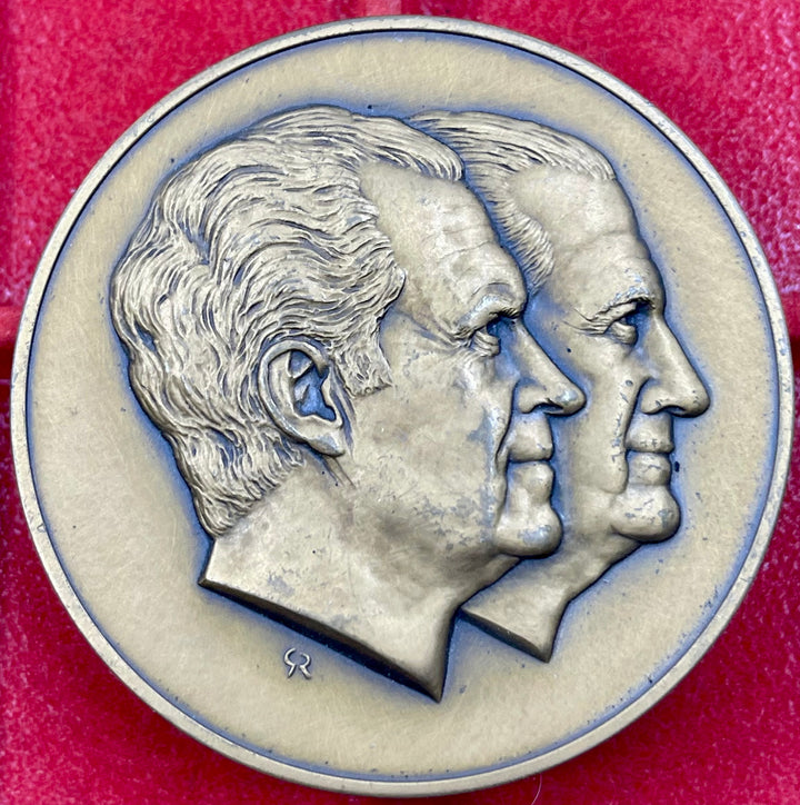 RICHARD NIXON SPIRO AGNEW INAUGURATION 1973 FRANKLIN MINT MEDAL BRONZE 6oz 70mm