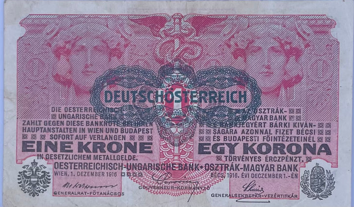 Austria 1919 1 Krone P49 Used, From Lot Banknote