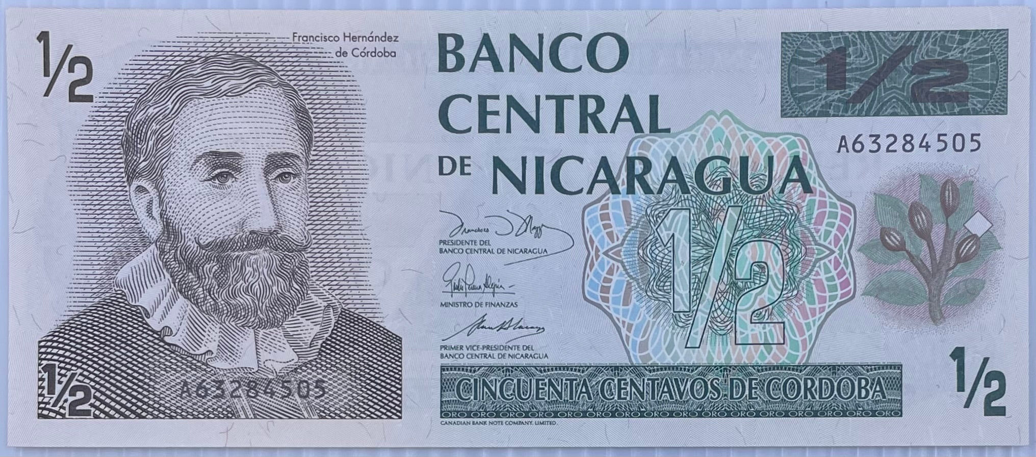 1991 Nicaragua 1/2 Cordoba P-172 UNC World Banknote