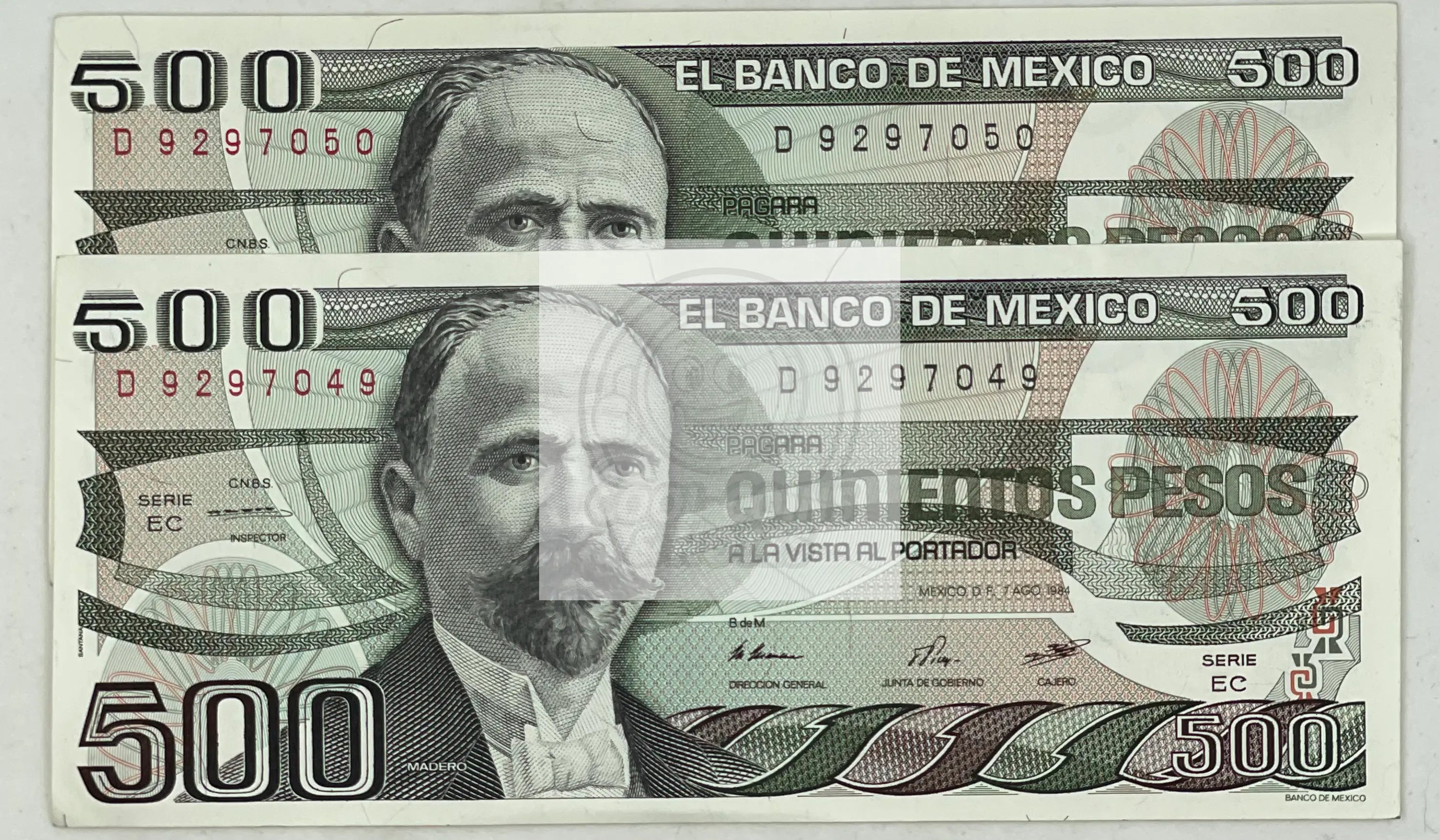 2 Consecutive Mexico 1983 500 Pesos P79a.DA UNC World Banknote - Cool Coins & Notes