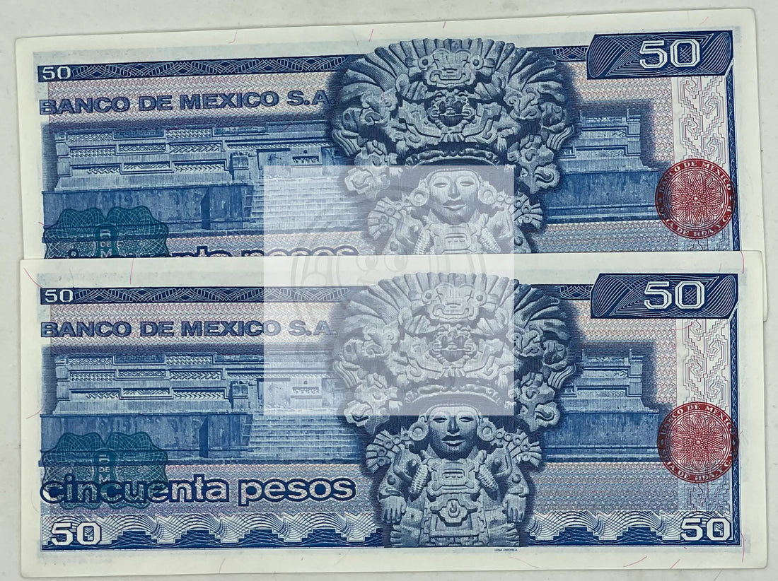 2 Mexico 1973 50 Pesos P-65a.BA UNC World Banknote - Cool Coins & Notes