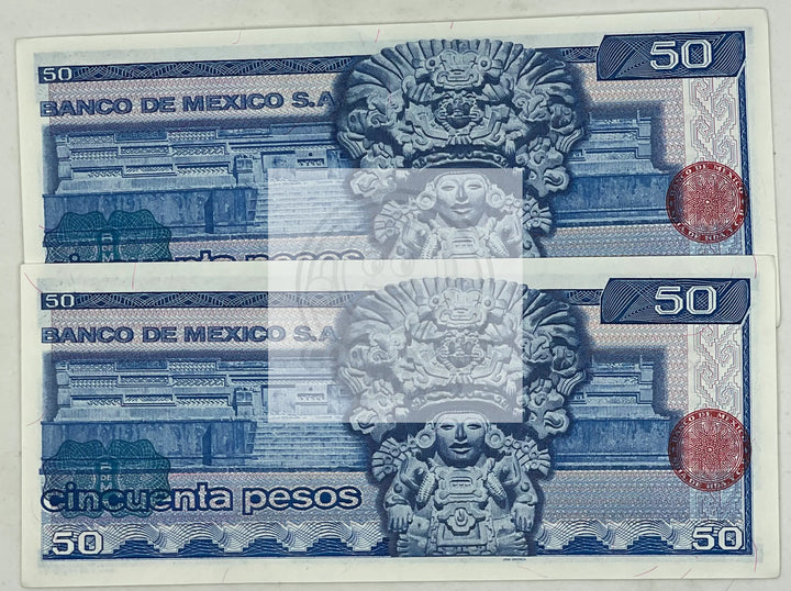 2 Mexico 1973 50 Pesos P-65a.BA UNC World Banknote - Cool Coins & Notes