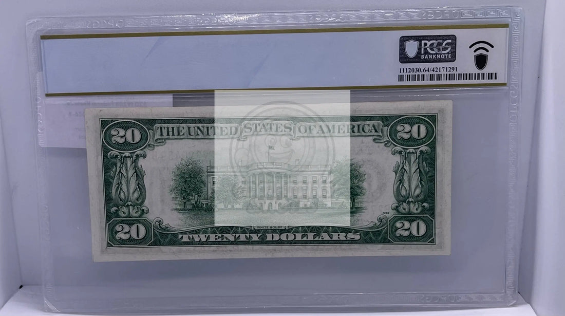 $20 1928B Federal Reserve Note New York Fr. 2056-B "LIGHT GREEN SEAL" PCGS 64 Ch - Cool Coins & Notes