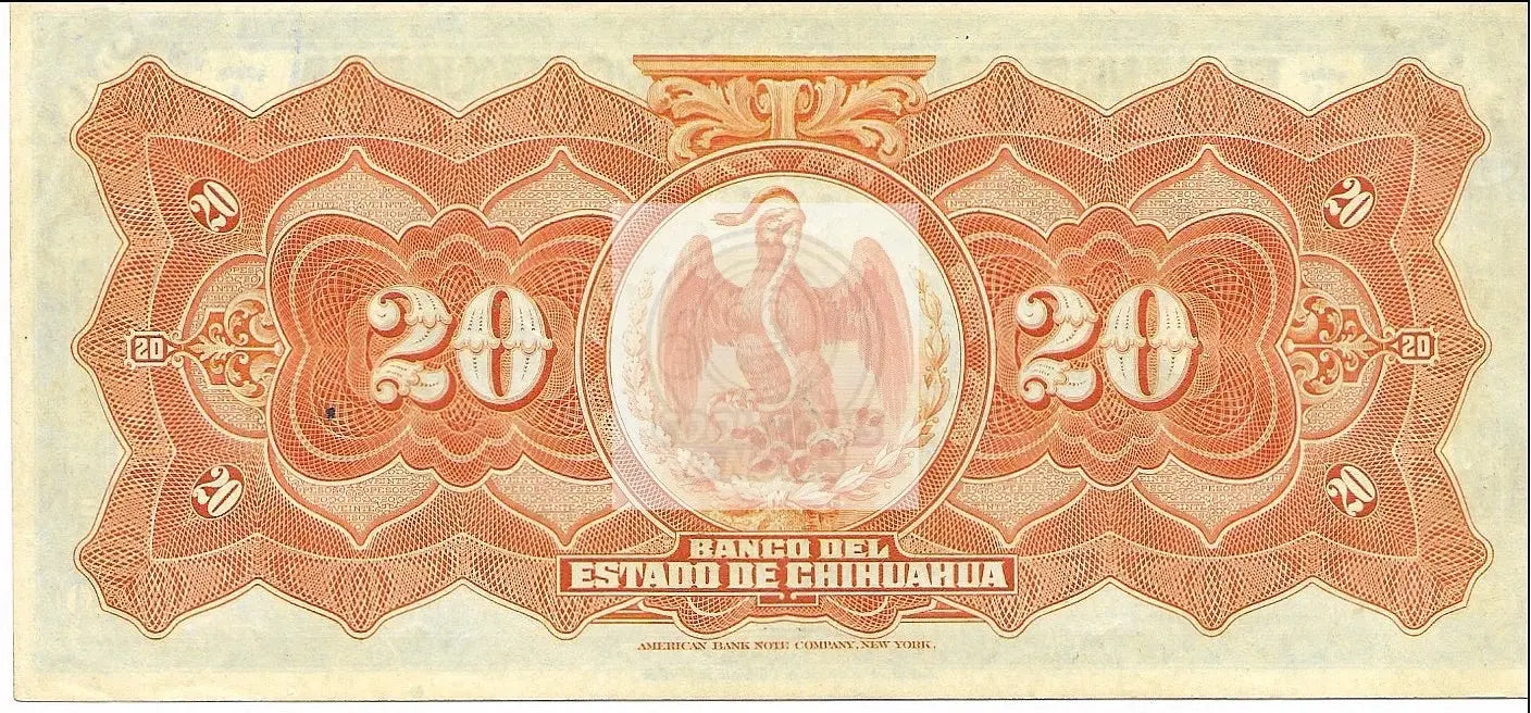 20 Pesos Harvesting 1913 Chihuahua Mexico Series A UNC - Cool Coins & Notes