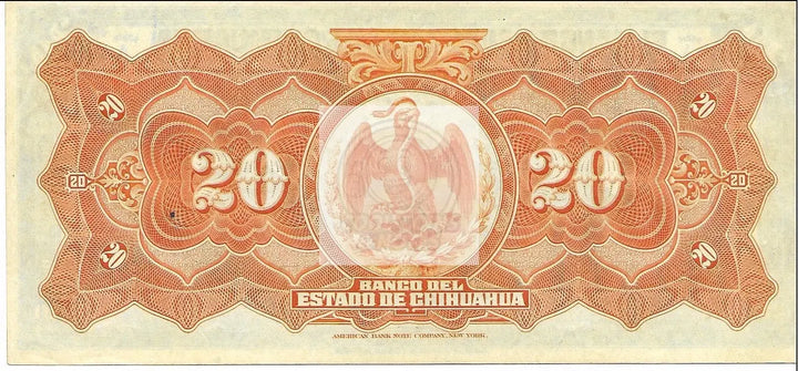 20 Pesos Harvesting 1913 Chihuahua Mexico Series A UNC - Cool Coins & Notes