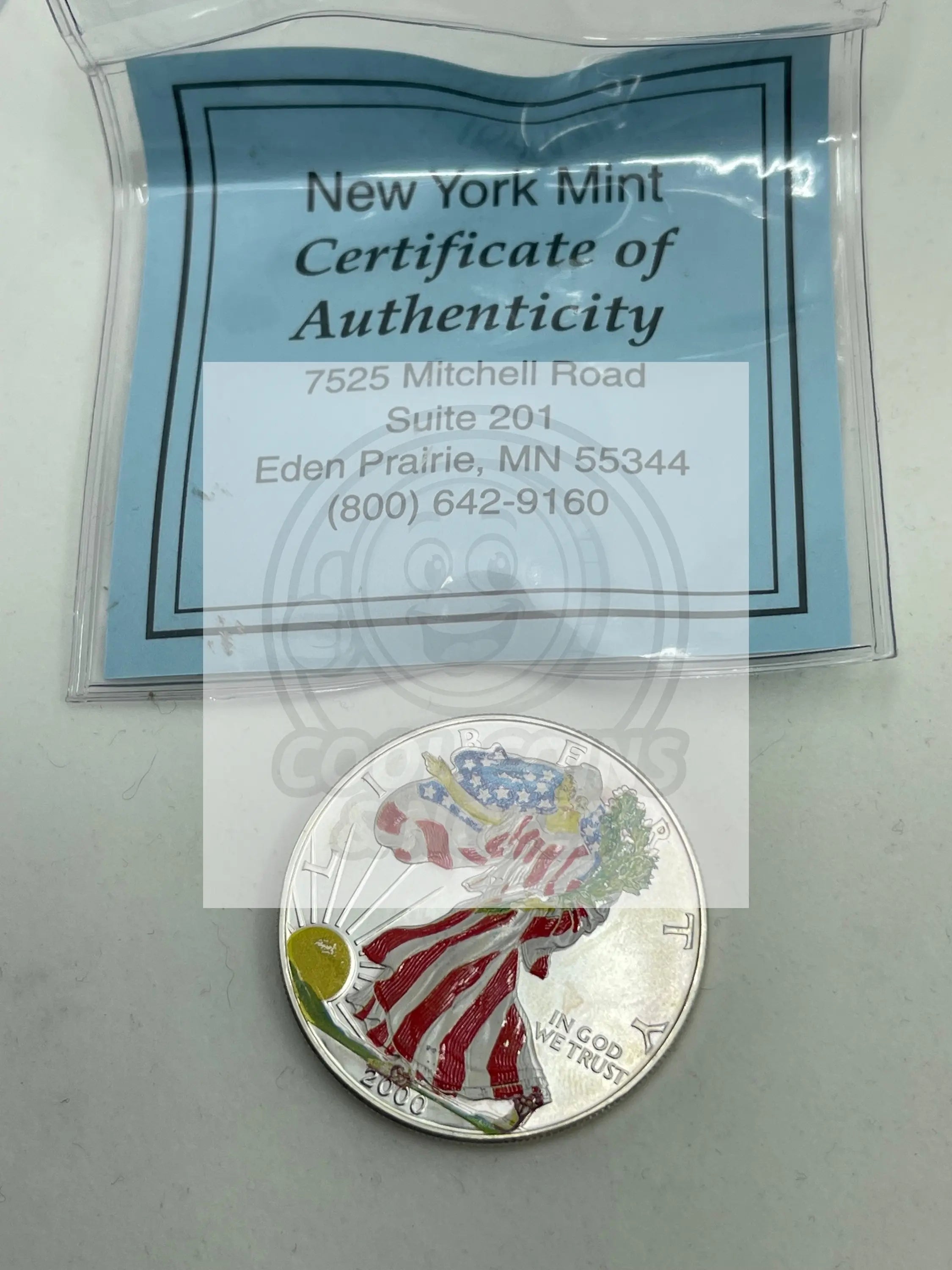 2000 Colorized American Silver Eagle Dollar Beautiful Coin! .999 1oz Fine Silver - Cool Coins & Notes